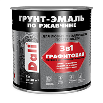 Грунт-эмаль по ржавчине "DALI"графитовая 3 в 1 черная 2л (6) Рогнеда 71339