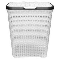 Корзина д/белья прям. 60л плетеная  Виолет белая 1860/6 56066