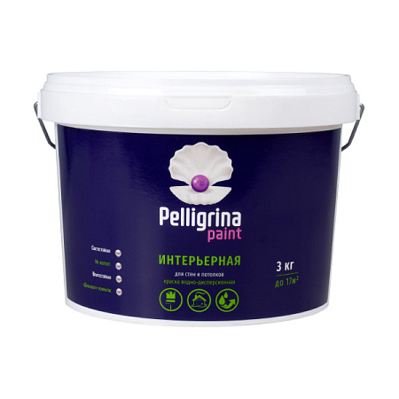Краска акриловая интерьерная влагостойкая белоснежная 3 кг "PELLIGRINA PAINT" 73693