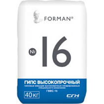 Гипс строительный ГВВС-16, высокопрочный сепарированный, 40 кг 22911