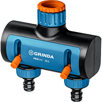 Распределитель GRINDA PROLine TS-2, двухканальный,поливочный,с внутренней резбой 3/4"-1" 71285