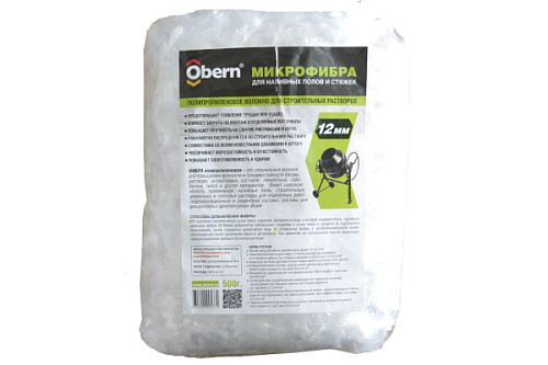 Фиброволокно полипропиленовое Obem 12 мм для наливных полов и стяжек 1кг(1/12) 74307