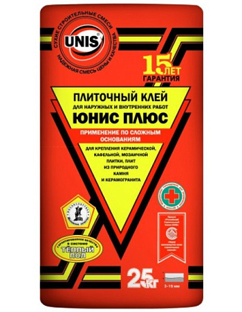 Клей для плитки UNIS 'ЮНИС-ПЛЮС', 25 кг 20463