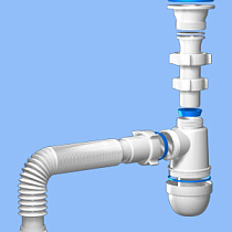 Сифон Ани 1 1/2" 40 с гибкой трубой 40х40 сборный С0105 05012