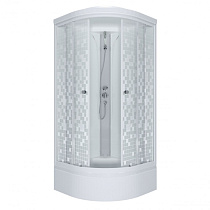 Душевая кабина Стандарт 100*100 В" 1/4 круга, средний поддон, Аква, Мозайка, Белый, ДН4 56020