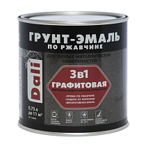 Грунт-эмаль по ржавчине "DALI"графитовая 3 в 1 черная 0,75л (6) Рогнеда 71334